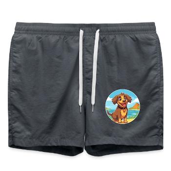 Kai Ken Hund Rasse Cartoon Kawaii Clipart Hund Haustier - Badeshorts - Anthrazit - Vorne - AI Model Male 185 light (185cm)