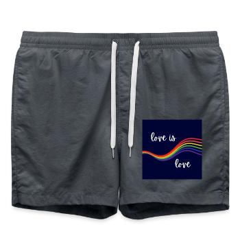 Liebe ist Liebe. Regenbogen-Design auf dunklem Hintergrund. - Badeshorts - Anthrazit - Vorne - AI Model Male 185 light (185cm)