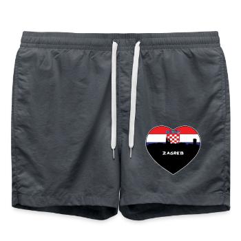 Zagreb Kroatien Flagge Skyline Reise Souvenir - Badeshorts - Anthrazit - Vorne - AI Model Male 185 light (185cm)