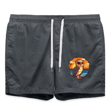 Hawk Lustige Karikatur Kawaii Strand Illustration - Badeshorts - Anthrazit - Vorne - AI Model Male 185 light (185cm)