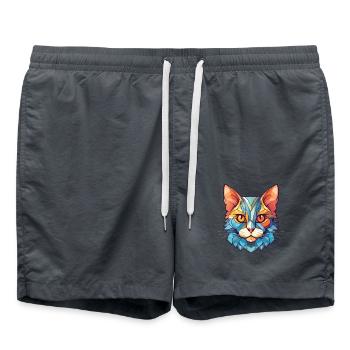 Bambino Katze Rasse Bunte Aquarell Illustration - Badeshorts - Anthrazit - Vorne - AI Model Male 185 light (185cm)