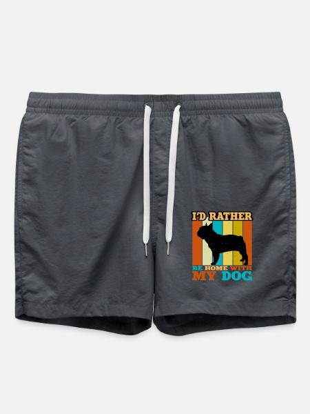 Französische Bulldogge Hund Liebhaber Silhouette Vintage Sonnenuntergang - Badeshorts - Anthrazit
