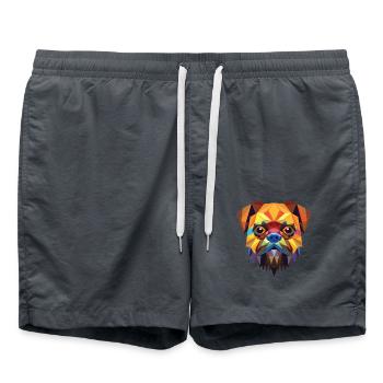 Brüsseler Greifhundrasse Aquarell-Illustration - Badeshorts - Anthrazit - Vorne - AI Model Male 185 light (185cm)