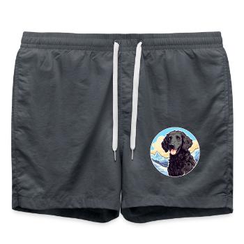 Lockige beschichtete Retriever-Hunderasse Karikatur Kawaii Wa - Badeshorts - Anthrazit - Vorne - AI Model Male 185 light (185cm)