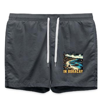 Boracay Philippinen Sommerurlaub Boaracay Beach - Badeshorts - Anthrazit - Vorne - AI Model Male 185 light (185cm)