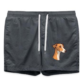 Alter kroatischer Windhund Hunderasse Karikatur Kawaii I - Badeshorts - Anthrazit - Vorne - AI Model Male 185 light (185cm)