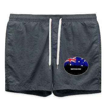 Brisbane Australien Flagge Skyline Silhouette Reisen - Badeshorts - Anthrazit - Vorne - AI Model Male 185 light (185cm)