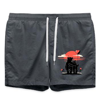 Bär in Liebe - Romantischer Sonnenuntergang - Badeshorts - Anthrazit - Vorne - AI Model Male 185 light (185cm)