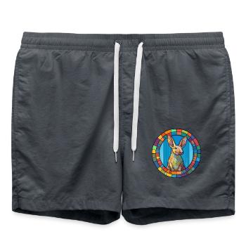 Erdferkel Buntglas Buntes Cartoon Kawaii Haustier - Badeshorts - Anthrazit - Vorne - AI Model Male 185 light (185cm)
