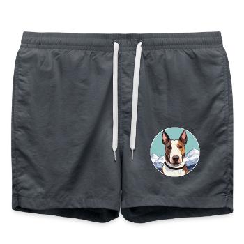 Bullterrier Hunderasse Karikatur Kawaii Aquarell - Badeshorts - Anthrazit - Vorne - AI Model Male 185 light (185cm)