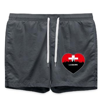 Flaggen-Skyline-Reise-Andenken Luzerns die Schweiz - Badeshorts - Anthrazit - Vorne - AI Model Male 185 light (185cm)