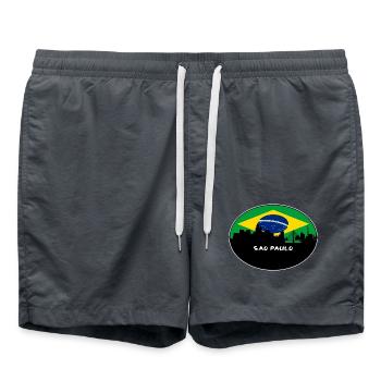 Sao Paulo Brasilien Flagge Skyline Silhouette Reisen - Badeshorts - Anthrazit - Vorne - AI Model Male 185 light (185cm)