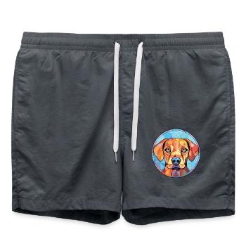 Billy Dog Breed Bunte Aquarell-Illustration - Badeshorts - Anthrazit - Vorne - AI Model Male 185 light (185cm)