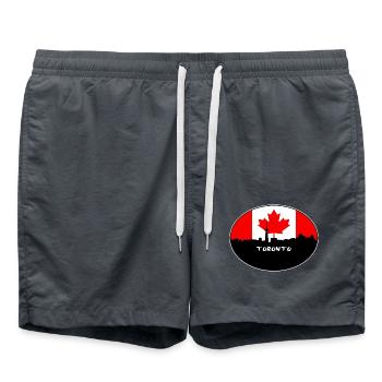 Toronto-Kanada-Flaggen-Skyline-Schattenbild-Reise - Badeshorts - Anthrazit - Vorne - AI Model Male 185 light (185cm)