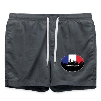Montpellier Frankreich Flagge Skyline Reise Souvenir - Badeshorts - Anthrazit - Vorne - AI Model Male 185 light (185cm)