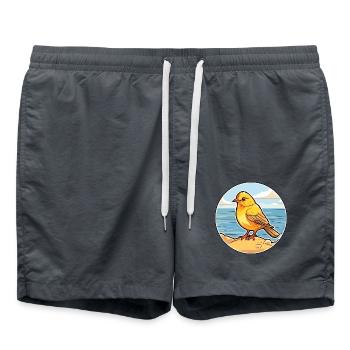 Kanarienvogel Aquarell Karikatur Kawaii Clipart Haustier - Badeshorts - Anthrazit - Vorne - AI Model Male 185 light (185cm)