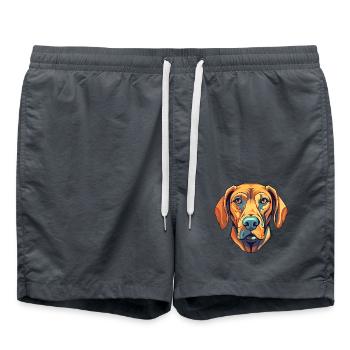 Rhodesian Ridgeback Hunderasse Aquarell Karikatur K - Badeshorts - Anthrazit - Vorne - AI Model Male 185 light (185cm)