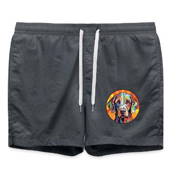 Slowakischer rauhaariger Vorstehhund Aquarell - Badeshorts - Anthrazit - Vorne - AI Model Male 185 light (185cm)