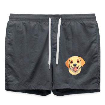 Labrador Retriever Hund Rasse Aquarell Karikatur Ka - Badeshorts - Anthrazit - Vorne - AI Model Male 185 light (185cm)