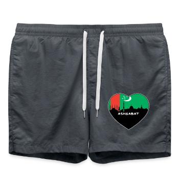 Aschgabat Turkmenistan Flagge Skyline Reise Souvenir - Badeshorts - Anthrazit - Vorne - AI Model Male 185 light (185cm)