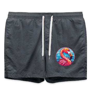 Flamingo Bunte Aquarell-Tierillustration - Badeshorts - Anthrazit - Vorne - AI Model Male 185 light (185cm)