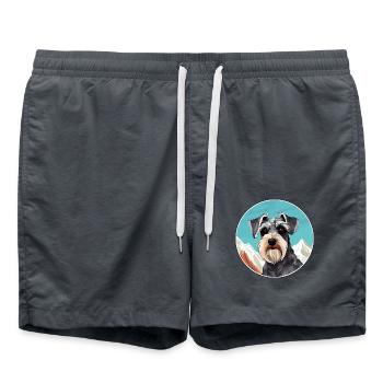 Mittelschnauzer Hunderasse Cartoon Kawaii Watercolo - Badeshorts - Anthrazit - Vorne - AI Model Male 185 light (185cm)