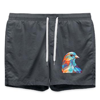 Taube bunte Aquarell-Tier-Haustier-Illustration - Badeshorts - Anthrazit - Vorne - AI Model Male 185 light (185cm)