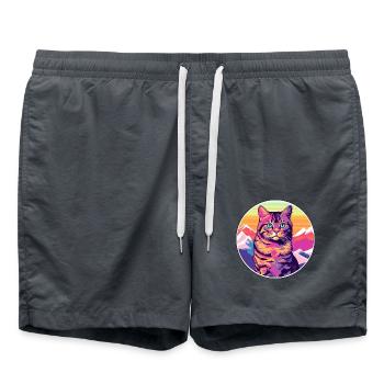 Havanna Braune Katze Bunte Karikatur Aquarell Illus - Badeshorts - Anthrazit - Vorne - AI Model Male 185 light (185cm)