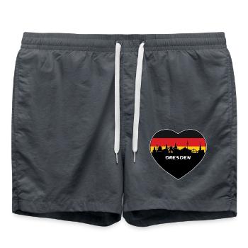 Flaggen-Skyline-Reise-Andenken Dresdens Deutschland - Badeshorts - Anthrazit - Vorne - AI Model Male 185 light (185cm)