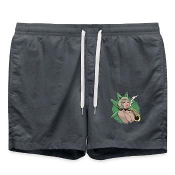 Pin Up Girl Cannabis Marihuana Sexy Bong - Badeshorts - Anthrazit - Vorne - AI Model Male 185 light (185cm)
