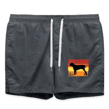Zentralasiatischer Schäferhund Silhouette Retro Sonnenuntergang - Badeshorts - Anthrazit - Vorne - AI Model Male 185 light (185cm)