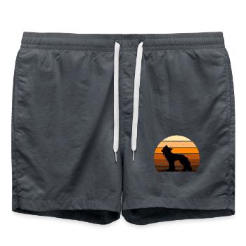 Chinesischer Schopfhund Liebe Silhouette Vintage Sonnenuntergang - Badeshorts - Anthrazit - Vorne - AI Model Male 185 light (185cm)