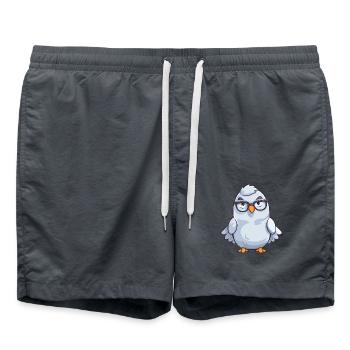 Taube trägt Brille Cartoon Kawaii Illustration - Badeshorts - Anthrazit - Vorne - AI Model Male 185 light (185cm)