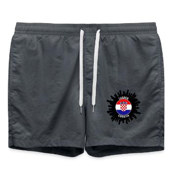 Zagreb Skyline Kroatien Flagge Reise Souvenir - Badeshorts - Anthrazit - Vorne - AI Model Male 185 light (185cm)