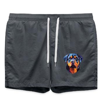 Rottweiler Hunderasse Aquarell Glas Illustration - Badeshorts - Anthrazit - Vorne - AI Model Male 185 light (185cm)