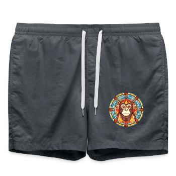 Affe buntes Aquarell Tier Haustier Illustration - Badeshorts - Anthrazit - Vorne - AI Model Male 185 light (185cm)