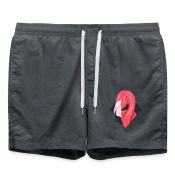 Flamingo im Rahmen - Grafischer Rosa Vogel - Badeshorts - Anthrazit - Vorne - AI Model Male 185 light (185cm)