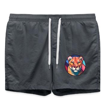 Cougar Buntglas Bunte Karikatur Kawaii Anima - Badeshorts - Anthrazit - Vorne - AI Model Male 185 light (185cm)