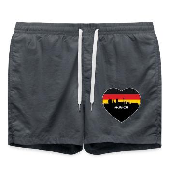 Flaggen-Skyline-Reise-Andenken Münchens Deutschland - Badeshorts - Anthrazit - Vorne - AI Model Male 185 light (185cm)