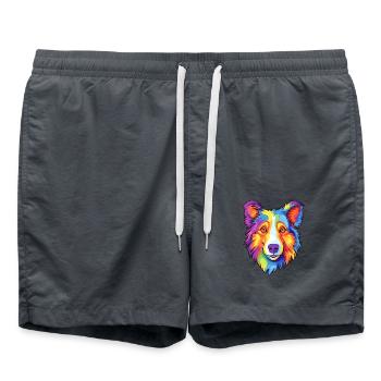 Scotch Collie Hunderasse Cartoon Kawaii Illustratio - Badeshorts - Anthrazit - Vorne - AI Model Male 185 light (185cm)