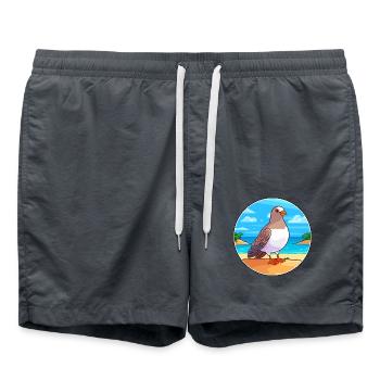 Taube Aquarell Karikatur Kawaii Clipart Tier - Badeshorts - Anthrazit - Vorne - AI Model Male 185 light (185cm)