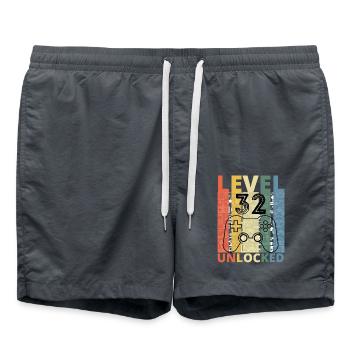 Level 32 Freigeschaltet Lustiger Gamer Geburtstag zweiunddreißig - Badeshorts - Anthrazit - Vorne - AI Model Male 185 light (185cm)