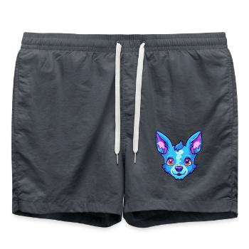 Blue Heeler Hunderasse Cartoon Kawaii Illustration - Badeshorts - Anthrazit - Vorne - AI Model Male 185 light (185cm)