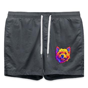 Norwich Terrier Hunderasse Cartoon Kawaii Illustrat - Badeshorts - Anthrazit - Vorne - AI Model Male 185 light (185cm)