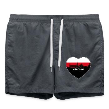 Breslau Polen Flagge Skyline Reise Souvenir - Badeshorts - Anthrazit - Vorne - AI Model Male 185 light (185cm)
