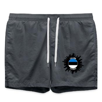 Tallinn Skyline Estland Flagge Reise Souvenir - Badeshorts - Anthrazit - Vorne - AI Model Male 185 light (185cm)