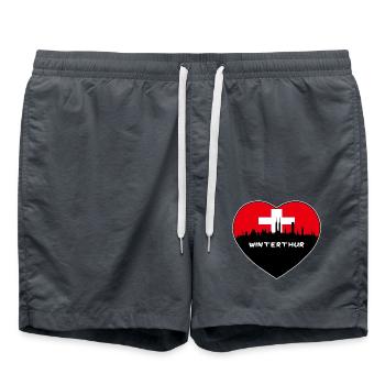 Winterthur Schweiz Flagge Skyline Reise Souveni - Badeshorts - Anthrazit - Vorne - AI Model Male 185 light (185cm)