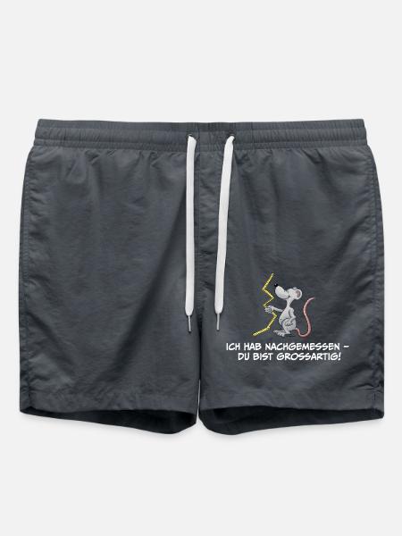 Maus mit Maßband – Du bist Großartig - Badeshorts - Anthrazit