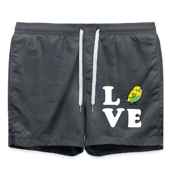 Love Wellensittich weiss - Badeshorts - Anthrazit - Vorne - AI Model Male 185 light (185cm)