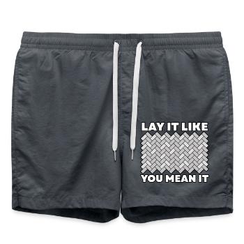 Fliesenleger Fliesensetzer Beruf Fugenleger Fliese - Badeshorts - Anthrazit - Vorne - AI Model Male 185 light (185cm)